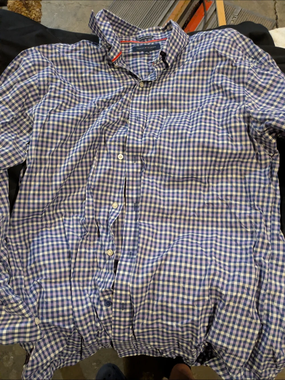 Tommy Hilfiger Blue and White Gingham Button-Down Shirt